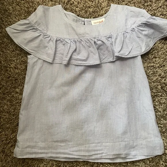 Cat & Jack Ruffled striped shirt for girls - Picture 1 of 3